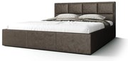 Łóżko tapicerowane Ottava z pojemnikiem ciemno brązowe, welur