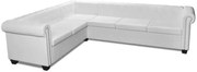 6-osobowy biały narożnik w stylu Chesterfield S4-R07