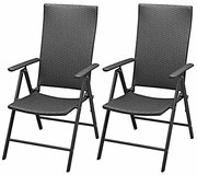 Zestaw czarnych składanych krzeseł ogrodowych H1-E86