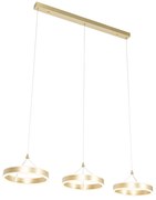 Lampa wisząca mosiądz prostokątna w komplecie z LED 3-stopniowy ściemniacz 3-światła - LyaniDesignerski Oswietlenie wewnetrzne
