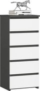Komoda AKORD CL5 Grafit Szary 40 cm 5 szuflad kolor Biały mat 40x35x92 cm