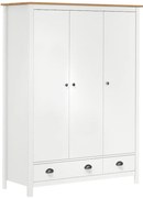 Biało brązowa trzydrzwiowa klasyczna szafa H8-T70