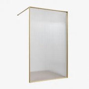 Mampara Prysznicowa Stała Ze Szkła Hartowanego 5 Mm I Aluminium Trafalgar Szczotkowane Złoto & Przezroczyste Szkło Ryflowane & 80 X 195 Cm - Sklum