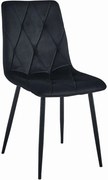 Czarne tapicerowane krzesło welurowe H7-D48