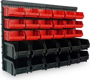 Wiszący organizer warsztatowy ORDER, 30 pudełek, 64x2x38cm, czerwona/czarna Monzana