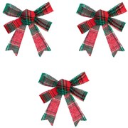 Kokardy ozdobne w szkocką kratę, 10 x 12 cm, 3 szt.