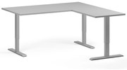 Narożne biurko z regulacją wysokości, 160x160 cm, 3 silniki, L/P, szara podstawa, szary