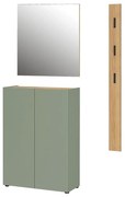 Jasnozielony zestaw do przedpokoju w dekorze dębu 104x200x33 cm Alviano – Germania