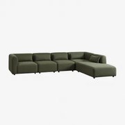 Sofa Modułowa Fogler 5-częściowa Z Prawą Leżanką Chenille Salvia Zieleń - Sklum