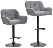 HOMCOM Hokery Barowe 2 w Zestawie w Stylu Retro Regulowane Flock Szary + Czarny