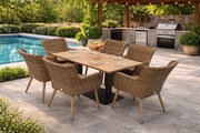 Zestaw ogrodowy rattanowy MALIBU 1+6 (beżowo-brązowy)