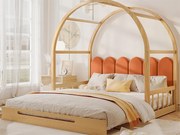 Łóżko dziecięce wysuwane 140 x 200 cm, z drewna sosnowego, stelaż listwowy w komplecie - naturalne