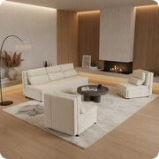 Zestaw KIMO funkcja spania sofa fotele Family Meble beżowy Ramona welur