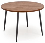 Stół okrągły z MDF-u kolor orzech, czarne nogi średnica 105/75 cm BARRY
