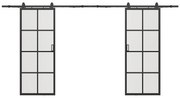 Drzwi przesuwne naścienne podwójne - aluminium i szkło hartowane - 2 x wys. 205 x szer. 73 cm - WILDEN II