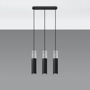 Lampy wiszące nowoczesny Lume, stal/beton - 3 źródło światła 4000K - L.45 x H.90 cm - czarny/szary