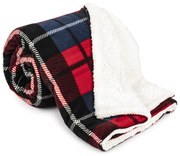4Home Koc z barankiem Krata czerwony, 150 x 200 cm