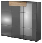 Komoda wysoka TOLEDO 3D1S antracyt połysk/dąb grandson HELVETIA