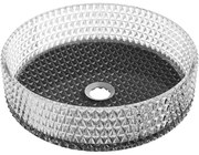 Mexen Aura szklana umywalka nablatowa 39 x 39 cm, transparent/czarna - 24013971