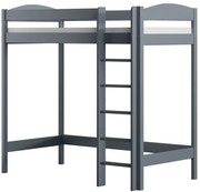 Szare łóżko dla dziecka z drewna z drabinką G3-K09