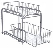 Organizer z wysuwanymi koszami SOLIDO do układania w stos, szary