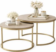 Komplet 2 stolików kawowych typu 2w1 kaszmir + złoty A0-S06