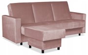 Wersalka Narożnik Alicja z pufą sofa kanapa rozkładana Family Meble pudrowy