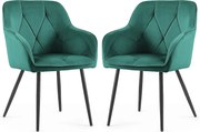 Zestaw 2 zielonych krzeseł welurowych D6-P25