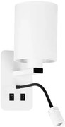 Nowoczesny biały kinkiet z dodatkową lampką LED do czytania - V077 G1-W20