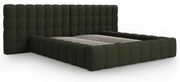Zielone tapicerowane łóżko dwuosobowe ze schowkiem i stelażem 180x200 cm Mamaia – Micadoni Home