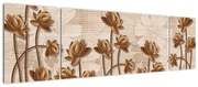 Obraz abstrakcji kwiatowej - brązowy (170x50 cm)