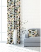 Zasłona dekoracyjna w kwiaty wzór magnolia miętowa - szer. 150 cm