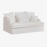 Sofa Lounge Grace Z Lnu I Bawełny Tkaniny Distressed White - Sklum