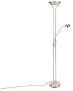 Stalowa lampa podłogowa z lampką do czytania, w tym ściemniany LED w Kelwinach - Diva