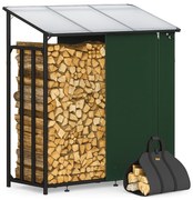 Gardebruk Wiata na drewno opałowe CORINA, 198x163x70 cm, antracyt/zielona