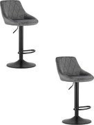 Valora DAKA obrotowy stołek, szara aksamitna czarna podstawa z podnóżkiem x2