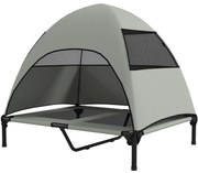 PawHut Zewnętrzne Legowisko dla Psa z Daszkiem, Podwyższone dla Dużych Psów, 91 x 76 x 90 cm, Jasnoszary