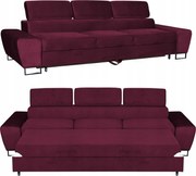 Sofa kanapa 3 os rozkładana z f. spania Bosso Family meble bordowy welur