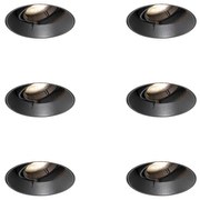 Zestaw 6 nowoczesnych reflektorów wpuszczanych czarnych GU10 okrągłych bezramkowych - Oneon