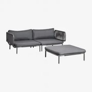 Dwuczęściowa Modułowa Sofa Ogrodowa Z 2 Narożnikami I Pufą Roubly Grafitowa Szarość - Sklum