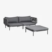 Dwuczęściowa Modułowa Sofa Ogrodowa Z 2 Narożnikami I Pufą Roubly Grafitowa Szarość - Sklum