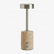 Bezprzewodowa Lampa Stołowa Led Do Użytku Zewnętrznego Z Żelaza I Naturalnego Kamienia Arianny Travertine - Sklum