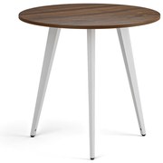Stolik kawowy PRIMO VIBE, średnica 80 cm, biała podstawa, orzech