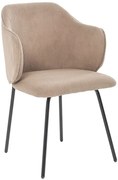 Beżowe sztruksowe krzesło metalowe tapicerowane H9-B40