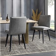 Zestaw 2 krzeseł do jadalni z PU - poduszki dwuwarstwowe - 49 x 57 x 84 cm - PU - szary