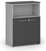 Szafa biurowa kombinowana PRIMO GRAY, 800 x 420 x 1087 mm, szary/grafit