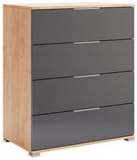 Komoda z 4 szufladami dąb craft + lava mat F7-S94