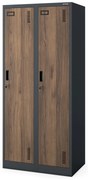 Szafka ubraniowa pracownicza czterokomorowa antracytowa/orzech, 800 x 1800 x 500 mm: KACPER Eco Design