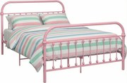 Różowe metalowe łóżko w stylu loft 180x200 cm T2-M56
