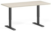 Biurko z regulacją wysokości, 160x80 cm, 2 silniki, zaokrąglone narożniki, czarna podstawa, brzoza